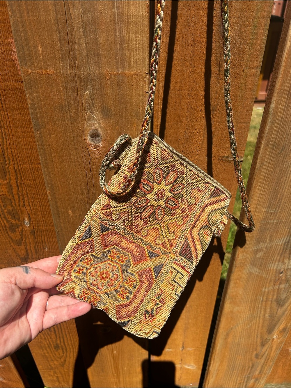 Vintage Multicolor Woven Crossbody Bag